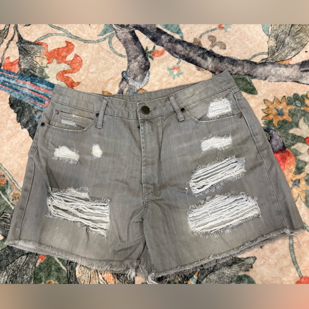 Articles of Society Distressed Gray Denim Shorts | Size 27